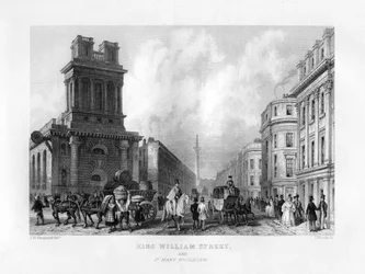 King William Street et St Mary Woolnoth, Londres, 19ème siècle