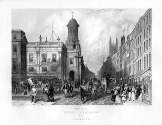 Le défunt Royal Exchange et Cornhill, Londres, 19ème siècle