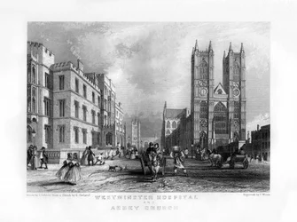 Hôpital de Westminster et église abbatiale, Londres, 19ème siècle