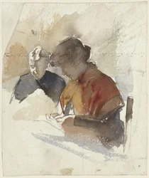 Deux femmes cousant