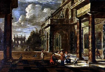 Musiciens devant des palais de la Renaissance