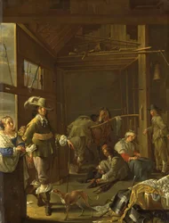 Soldats dans une étable