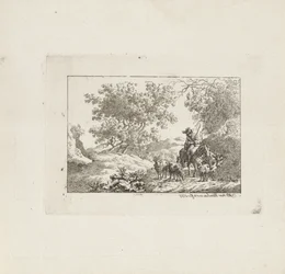 Berger à cheval avec troupeau