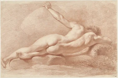 Nu masculin couché, vu de dos