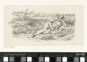 Homme allongé dans un paysage