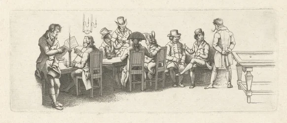 Hommes dans un café avec un billard