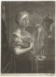 Jeune femme avec un éventail