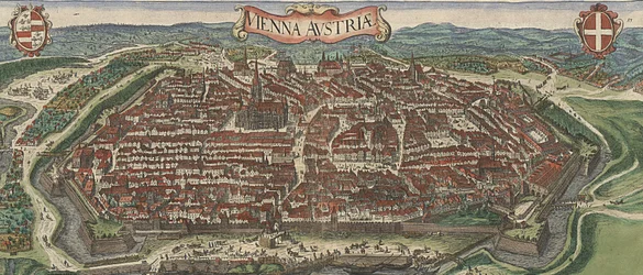 Vue à vol d’oiseau de Vienne depuis le nord, 1609