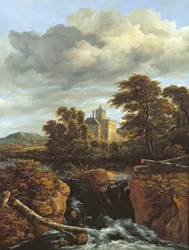 Paysage avec une cascade et un château, vers 1670
