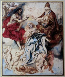 Couronnement de la Vierge par la Sainte Trinité. XVIIe siècle. Dimensions : 0,46 x 0,38 m. Paris, musée du Louvre