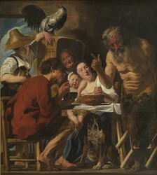 Satyre et famille de paysans