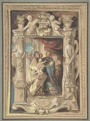 La présentation au temple, avec un dessin pour un cadre sculpté, vers 1630-1635
