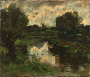 Paysage de polder après un orage