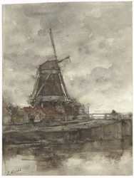 Moulin et le pont près du Noord-West-Buitensingel à La Haye