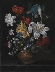 Pot en grès avec des fleurs