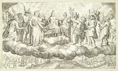Bacchus offrant du vin à Jupiter