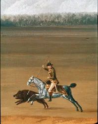 Ferdinand IV chassant le sanglier dans le domaine de Cassano, détail. Peinture de Jakob Philipp, dit Hackert d
