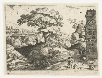 Paysage avec voyageur près d
