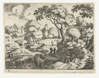 Paysage avec voyageur et soldats, Six paysages avec voyageurs (titre de la série)
