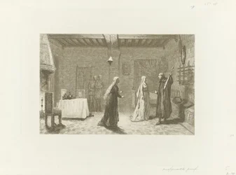 Figures dans une salle intérieure d