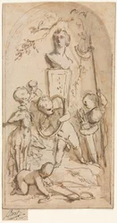 Buste de Diane avec putti et attributs de chasse, première moitié du 18ème siècle