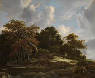 Paysage forestier avec chasse au lièvre