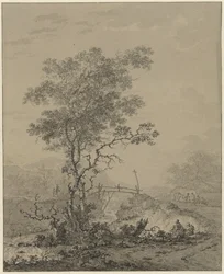 Paysage montagneux avec un arbre près d
