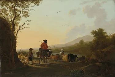Paysage avec conducteur de bétail et berger, vers 1780-85