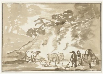 Paysage avec vaches et berger