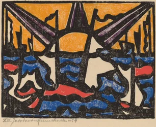 Paysage avec un soleil, vers 1915