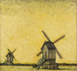 Paysage avec deux moulins à vent, c.1900