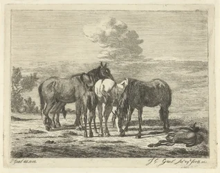 Quatre chevaux et deux poulains