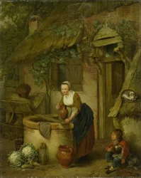 Femme puisant de l