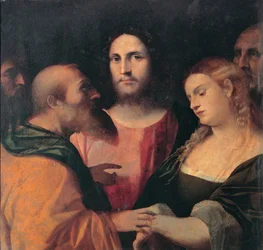 Le Christ et la femme surprise en adultère, 1525-1528