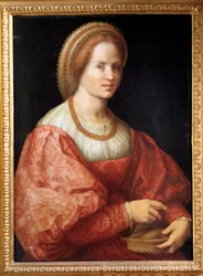 Portrait de dame avec un panier de fuseaux