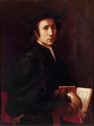 Portrait de musicien. Peinture de Jacopo Carrucci dit il Pontormo (1494-1556) 1518-1519 Florence, Galleria degli Uffizi