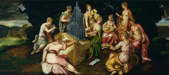 Concours entre les Muses et les Piérides, par Jacopo Robusti dit Tintoret (1519-1594)