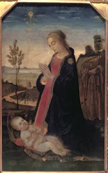 Madone et enfant dans un paysage