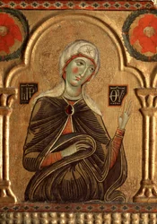 Polyptyque avec rédempteur et saints : Détail de la Vierge Marie
