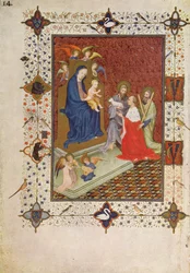 Frontispice avec Jean, Duc de Berry, Saint André et Saint Jean priant devant la Vierge, français, des 