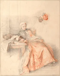 Jeune dame lisant et un page