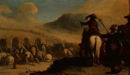 Officiers observant un engagement sur un pont