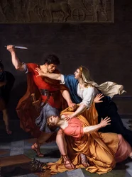 Géta mourant dans les bras de sa mère, assassiné sur ordre de son frère Caracalla