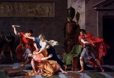 Géta mourant dans les bras de sa mère, assassiné sur ordre de son frère Caracalla