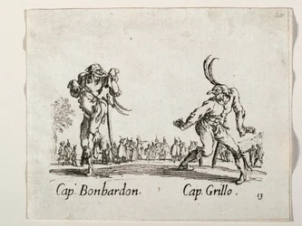Capitaines Bonbardon et Grillo, personnages de la Commedia dell