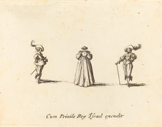 Dame vue de dos, et deux messieurs, probablement 1634