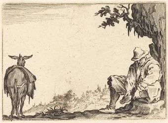 Paysan ôtant sa chaussure
