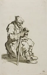 Mendiant assis mangeant, planche 24 des Mendiants