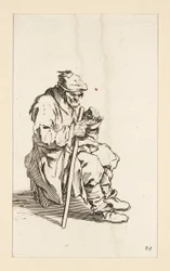 Mendiant assis, mangeant, de Les Mendiants
