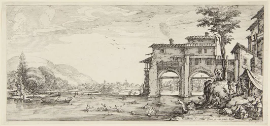 Les Baigneurs, de la série « Paysages gravées pour Jean de Médicis, Paysages dessinés à Florence » (Paysages pour Giovanni de Medici ou paysages dessinés à Florence)